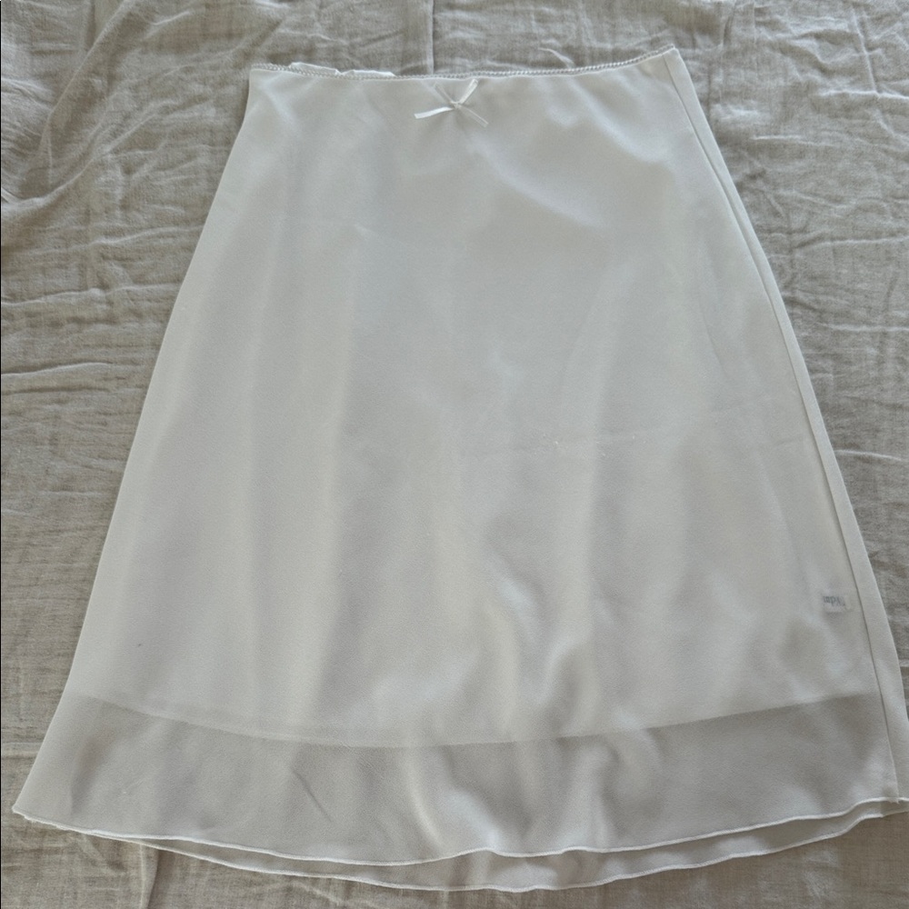 White Chiffon-Layered A-Line Skirt